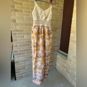 Cute crochet top flowy pant jumpsuit